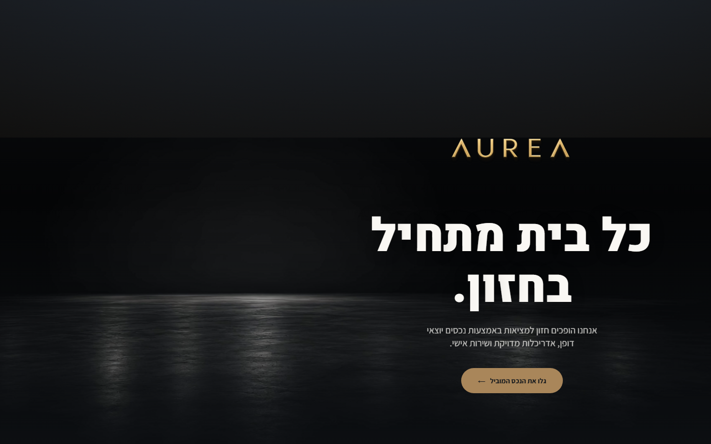 צילום מסך של אתר AUREA נדל״ן יוקרה